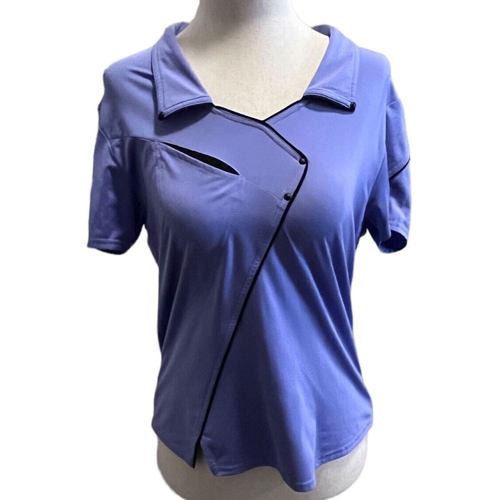 Jamie Sadock Top Womens S Purple With Black Golf Short Sleeve V Neck Polo Shirt